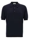 John Smedley Polo Shirt With Ribbed Cuffs And Collar In Blue