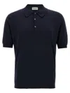 John Smedley Polo Shirt With Ribbed Cuffs And Collar In Blue