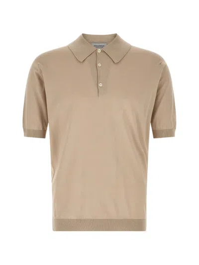 John Smedley Isis Polo Shirt Ribbed Collar Cuffs Hem In Brown