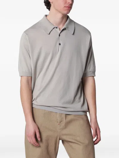 John Smedley Shirt Polo Collar Short Sleeves Ribbed Cuffs In Gray