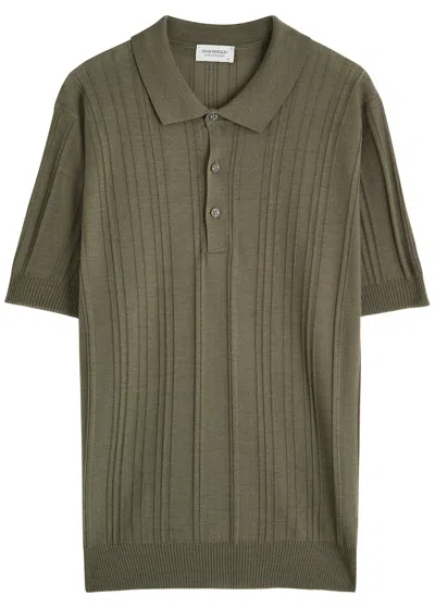 John Smedley Jaxen Ribbed Wool Polo Shirt
