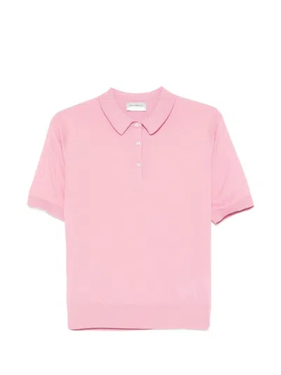 John Smedley Jill Fine-knit Polo Top In Pink