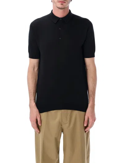 John Smedley Adrian Cotton Polo In Black