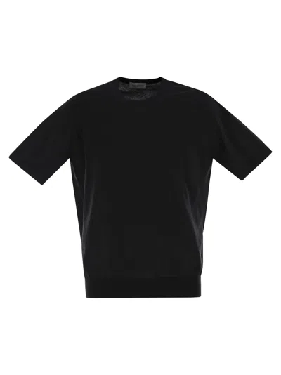 John Smedley Kempton Cotton Crew Neck Sweater In Black