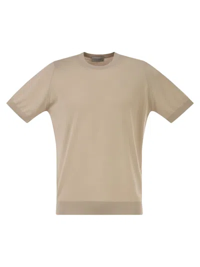 John Smedley Kempton Cotton Crew Neck Sweater In Beige