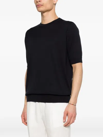 John Smedley "kempton" Crewneck Short Sleeves T-shirt In Black