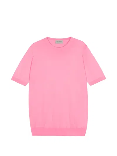 John Smedley Kempton Fine Knit Cotton Crew T-shirt In Pink