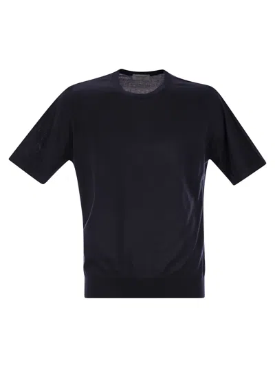 John Smedley Kempton Cotton Crew Neck Sweater In Navy