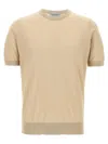 John Smedley "kempton" Crew Neck T-shirt In Beige