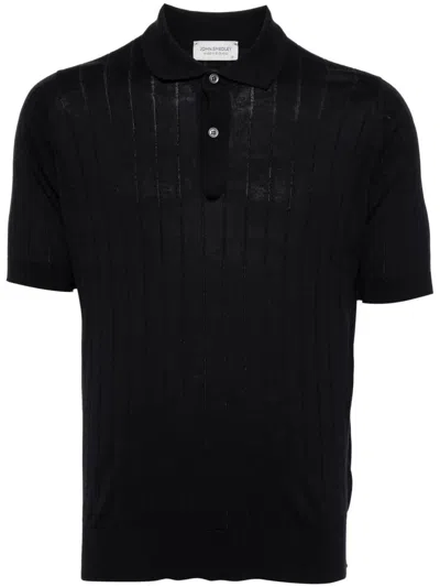 John Smedley Leeshaw Fine Knit Cotton Polo Shirt Clothing In Black