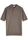 John Smedley Leeshaw Ribbed Cotton Polo Shirt In Taupe