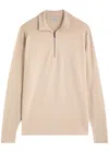 John Smedley Leith Half-zip Cotton Jumper In Beige