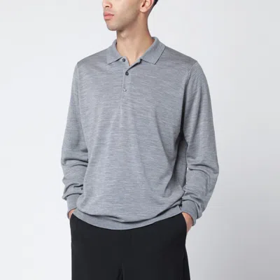 John Smedley Light Grey Wool Polo Shirt In Gray