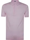 John Smedley Light Pink Cotton T-shirt With Front Button Placket In Pink
