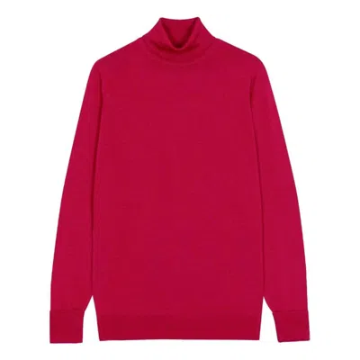 John Smedley Lightweight Roll Neck Jumper In Cranberry In Red