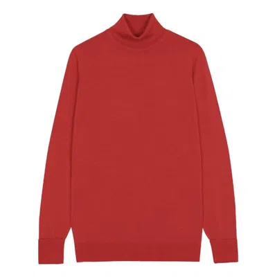 John Smedley Lightweight Roll Neck Jumper In Extra Fine Merino Wool In Red