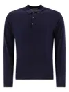 John Smedley Long Sleeve Polo In Blue