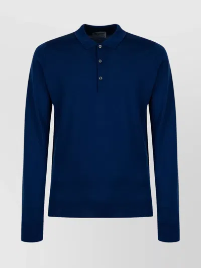 JOHN SMEDLEY LONG SLEEVE POLO COLLAR SWEATER