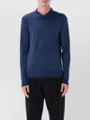 John Smedley Long Sleeve Polo Knit With Ribbed Cuffs And Hem In Blue