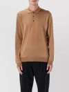 John Smedley Long Sleeve Polo Knit With Ribbed Cuffs And Hem In Brown