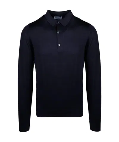 John Smedley Long-sleeve Polo Shirt In Black