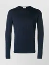 John Smedley Long Sleeve Ribbed Crew Neck Sweater In Green