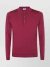 John Smedley Long Sleeve Ribbed Cuffs Hem In Red