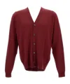 John Smedley Long-sleeved Cardigan Sweater In Burgundy