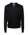 John Smedley Long-sleeve Polo Shirt In Black