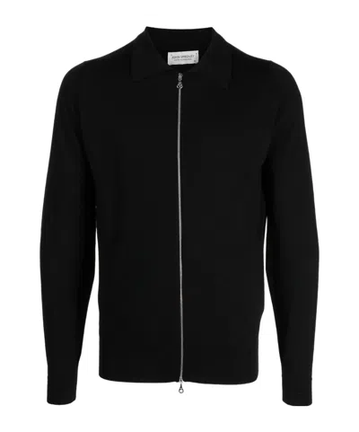 John Smedley Long-sleeved Zipper Cardigan In Black