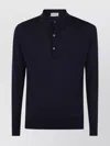 John Smedley Long Sleeves Shirt With Ribbed Cuffs And Hem In Blue