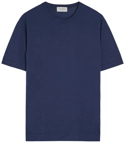 John Smedley Lorca Fine-knit Cotton T-shirt In Blue