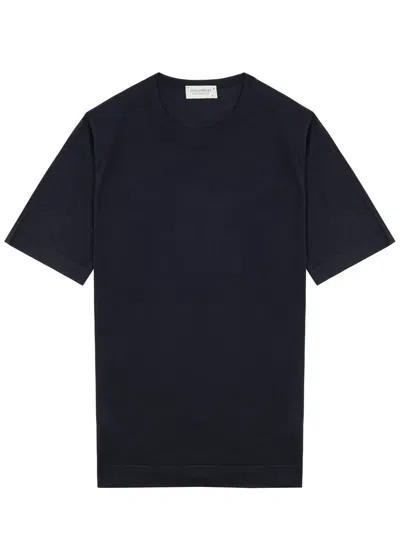John Smedley Lorca Knitted Cotton T-shirt In Navy