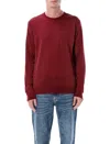 John Smedley Long Sleeve Ribbed Cuff Round Neck Sweater In Red