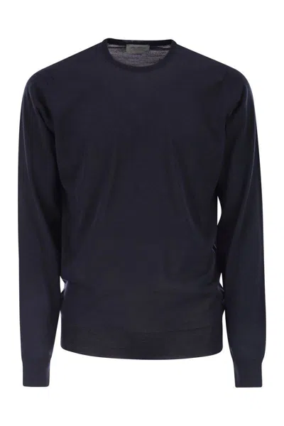 John Smedley Lundy - Crew Neck Jumper In Extra-fine Merino Wool In Blue