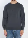 John Smedley Slate Grey Merino Wool Crew Neck Pullover In Gray