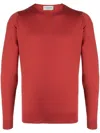 John Smedley Lundy Crewneck Wool Jumper In Redwood