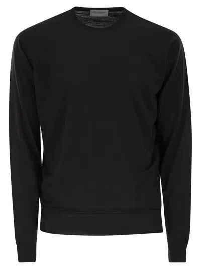 John Smedley Lundy Crew Neck Jumper In Extra Fine Merino Wool In Black