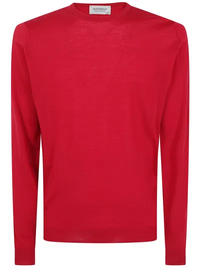 John Smedley Merino Wool Long-sleeve Crewneck Pullover In Red