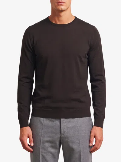 John Smedley Lundy Crewneck Merino Wool Sweater In Brown