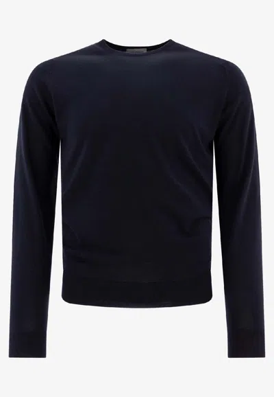 John Smedley Lundy Crewneck Sweater In Blue