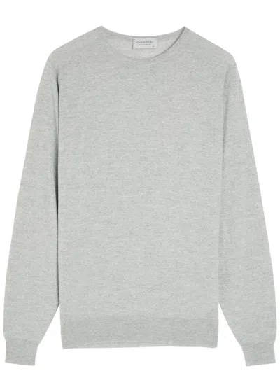 John Smedley Lundy Fine-knit Merino Wool Jumper In Gray