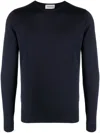 John Smedley Hatfield - Cotton Crew-neck Sweater In Blue