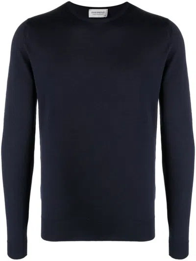 John Smedley Hatfield - Cotton Crew-neck Sweater In Blue