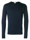 John Smedley Long Sleeve Ribbed Crew Neck Sweater In Green