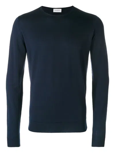 John Smedley Long Sleeve Ribbed Crew Neck Sweater In Green