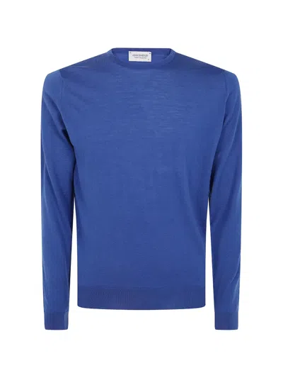 John Smedley Merino Wool Crewneck Long-sleeve Pullover In Blue