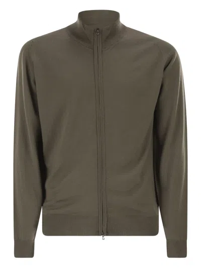 John Smedley Extra Fine Merino Wool Cardigan In Brown