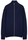 John Smedley Mens High-neck Zip-up Knitted Cashmere And Wool Cardigan Midnight Xl In Blue