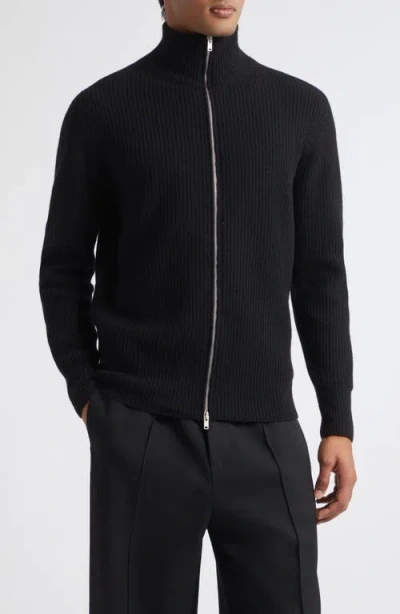 John Smedley Mallam Recycled Cashmere & Merino Wool Zip Cardigan In Black